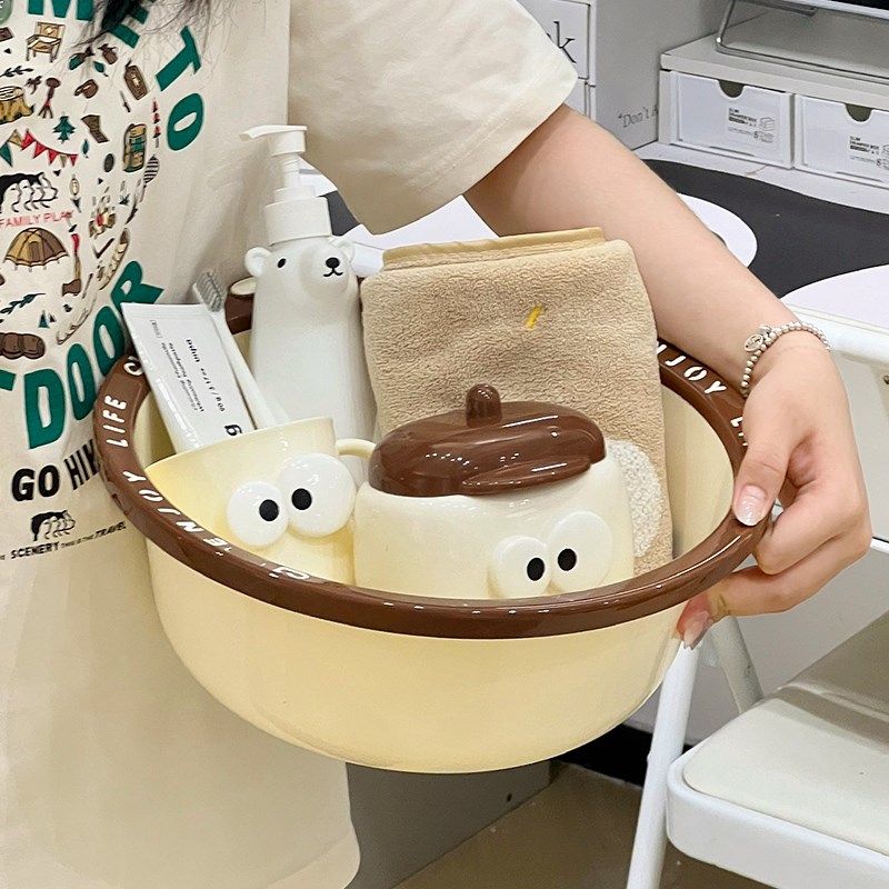 卡通水桶学生宿舍用洗漱套装加厚脸盆洗澡洗漱盆六件套桶盆洗澡桶
