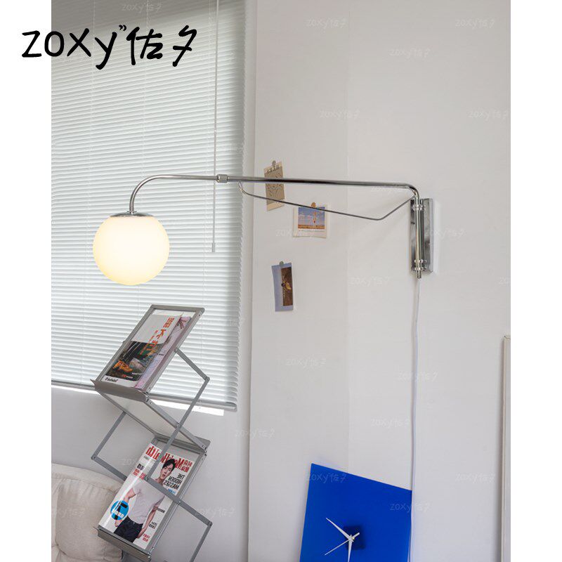 zoxy包豪斯伸缩长臂壁灯 伸缩免布线摇臂北欧卧室床头客厅墙壁灯