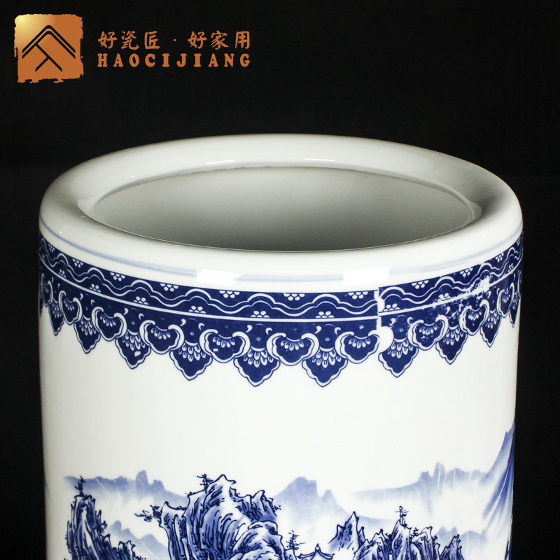 景德镇陶瓷书画卷轴字画缸瓷器青花箭筒帽筒放伞筒大花瓶客厅摆件