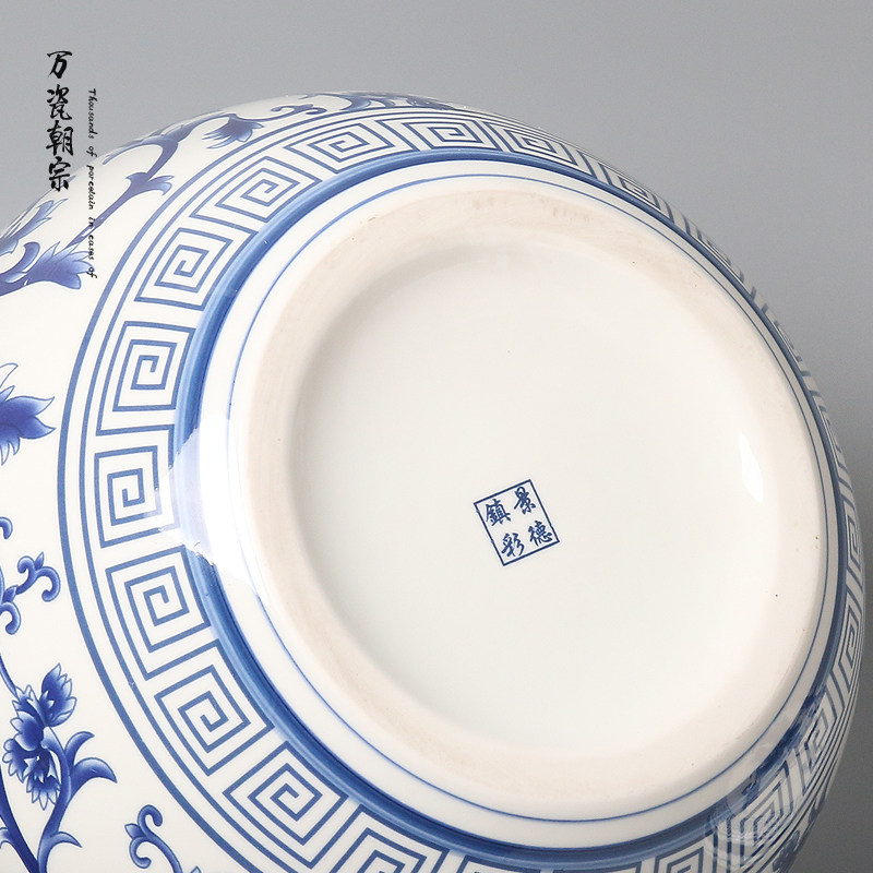 万瓷朝宗 新品青花瓷茶叶罐陶瓷超大号储存罐密封罐瓷罐子3斤装