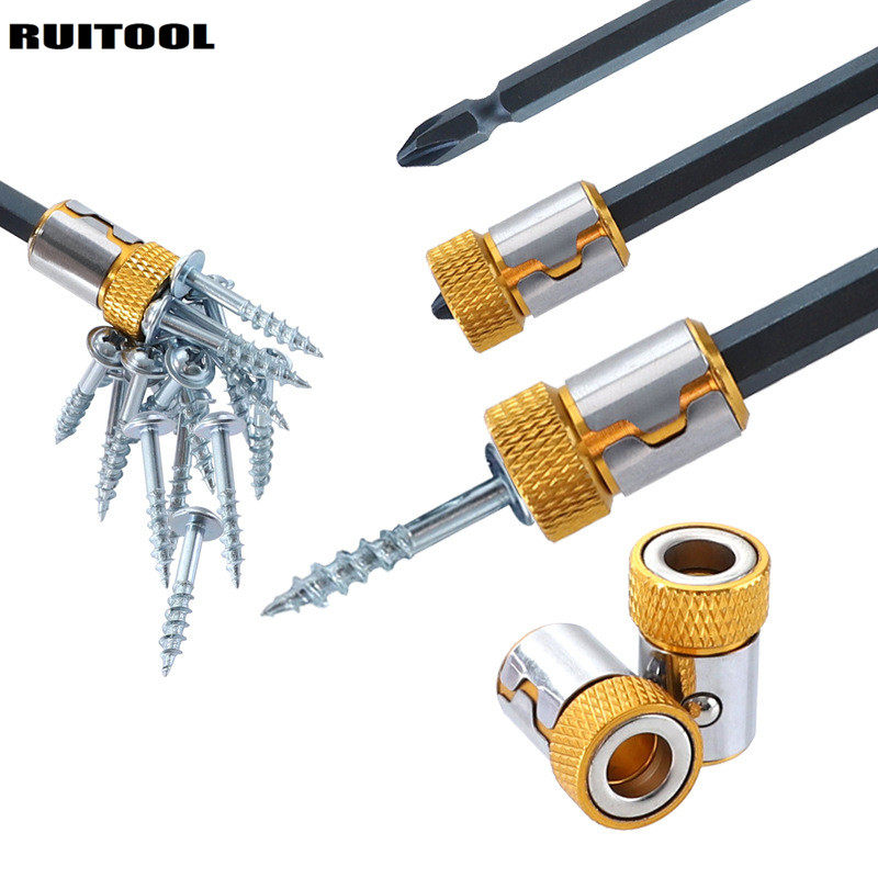 RUITOOL批头加磁环1/4批咀充磁圈全金属螺丝刀头加磁器通用磁圈钢