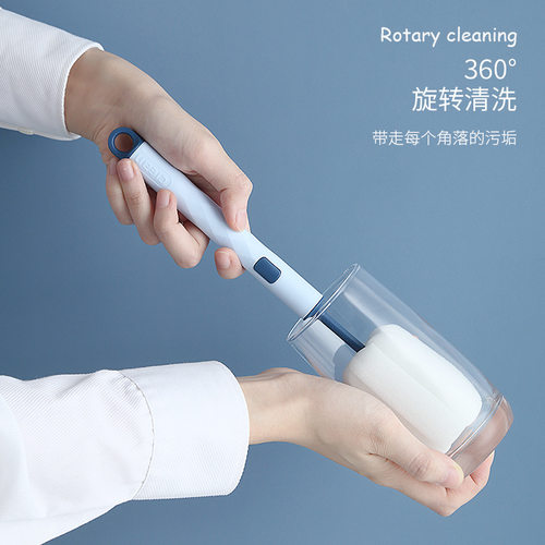 简约加长海绵杯刷长柄杯子清洁刷加厚刷头茶壶刷子奶瓶刷瓶盖刷子