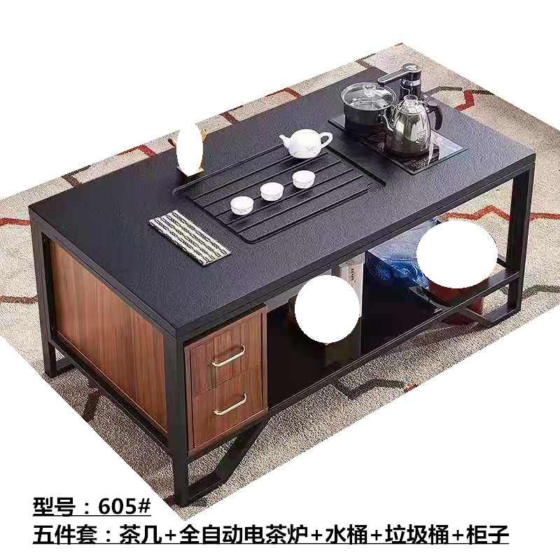 高档办公茶几 1.3米火烧石台面功夫茶几搭配全自动电茶炉 包邮