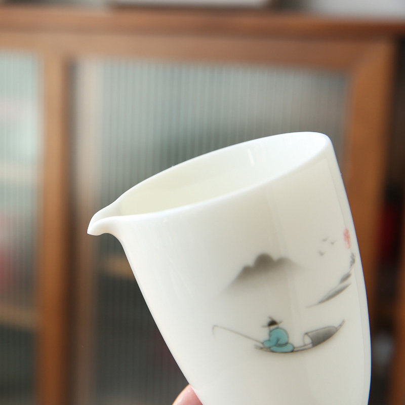 公道杯羊脂玉白瓷茶叶过滤分茶器公匀杯茶海大茶杯功夫茶茶具配件