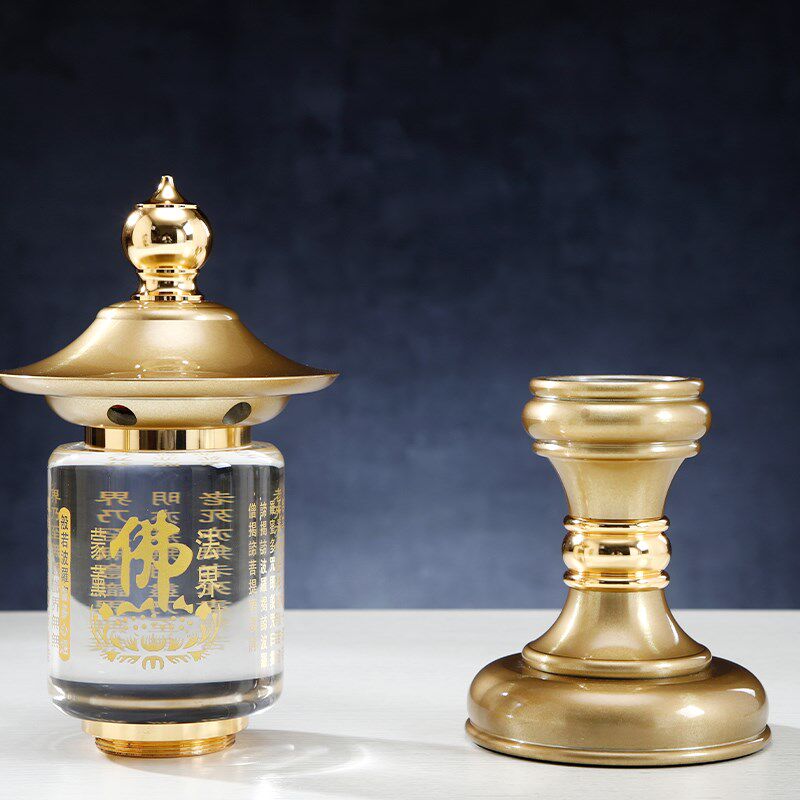 水晶莲花灯菩萨家用心经灯LED长明灯佛前供灯神台灯电池插电两用