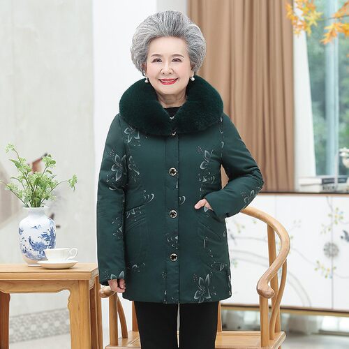 活里活面中老年加肥大码羽绒服女胖妈妈老人80奶奶冬季外套60岁70