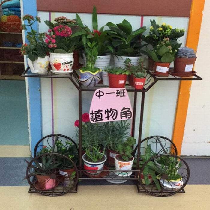 欧式加粗落地式阳台花架创意自行车六盆铁艺花盆架客厅多层绿萝架