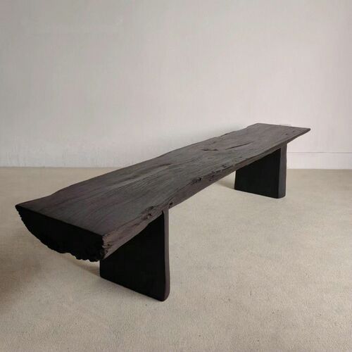 实木长椅原木长条凳整木碳化长板凳民宿休闲凳复古休息凳侘寂风