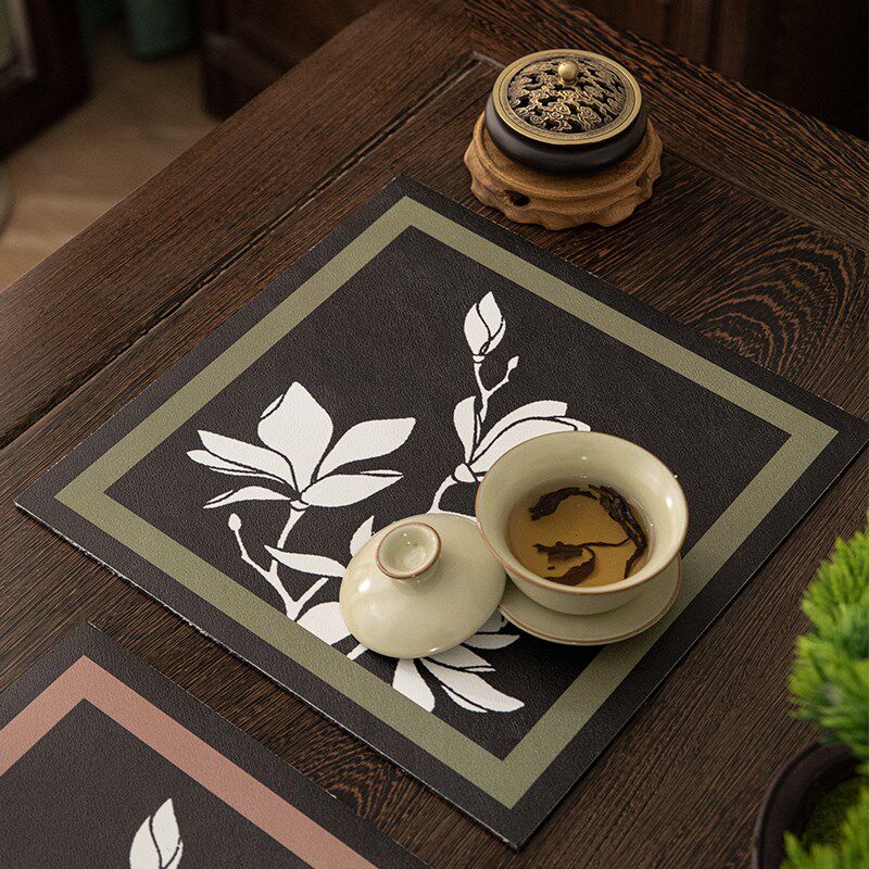 中式禅意品茶吸水沥水垫茶席茶室多功能餐垫高科技硅藻泥方形防滑