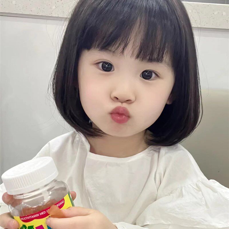 儿童女假发女孩甜美可爱真发假发儿童女假发女宝逼真学生头套假发
