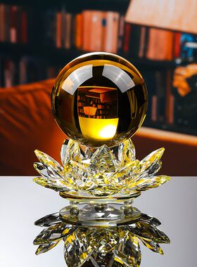 水晶球摆件莲花家居装饰品客厅电视柜玄关酒柜鞋柜摆设乔迁送礼品