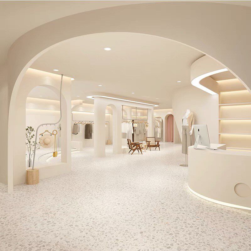 服装店不锈钢拉丝吊架挂衣杆展示架简约女装店橱窗吊顶悬挂陈列架