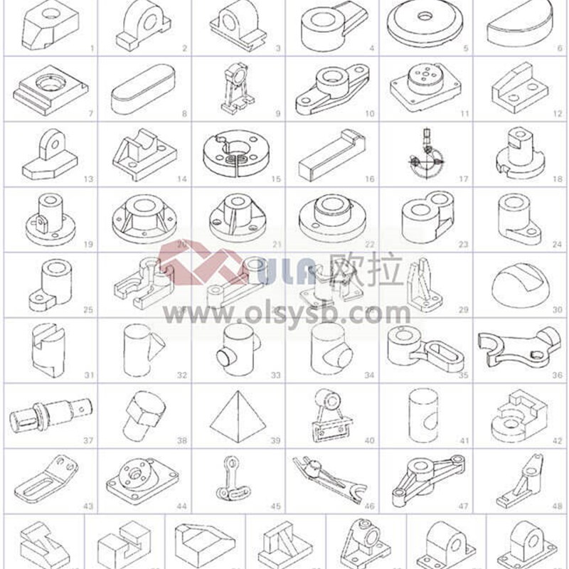 55件速成机械制图模型立体零件测绘教学具模型学生塑料绘图小模型