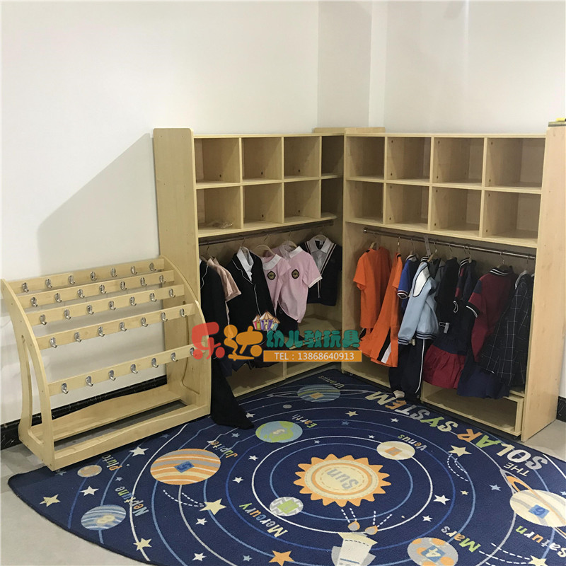 幼儿园儿童实木书包柜衣帽架鞋柜组合储物收纳架置物柜鞋衣服存放