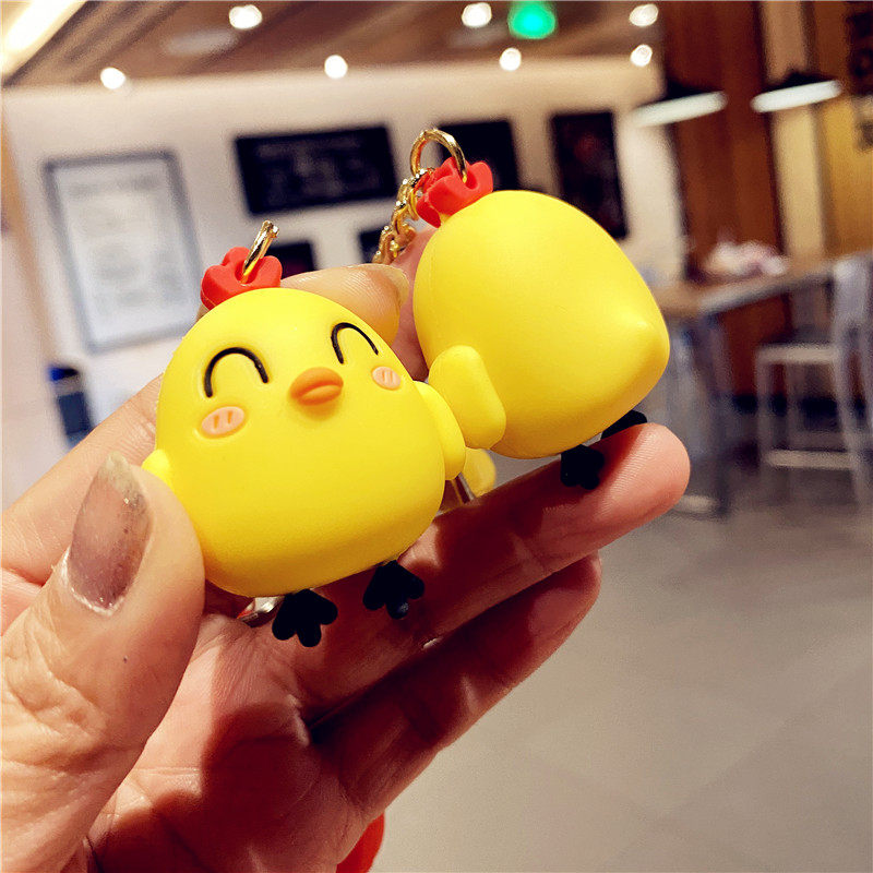 可爱小鸡公仔铃铛钥匙挂件挂饰玩偶书包小挂件车钥匙扣情侣锁匙扣