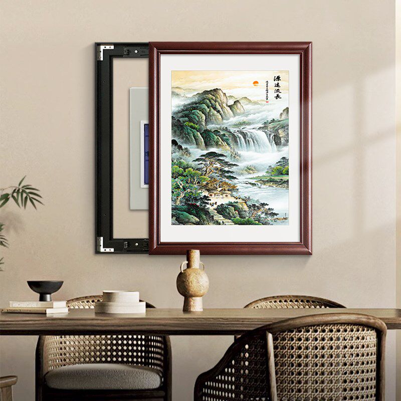 山水画电表箱挂画新中式遮挡配电箱装饰画2026新款免打孔餐厅电闸