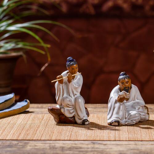 石湾公仔陶瓷手工盆景用盆栽摆件古代人物小摆设品中式家居装饰品