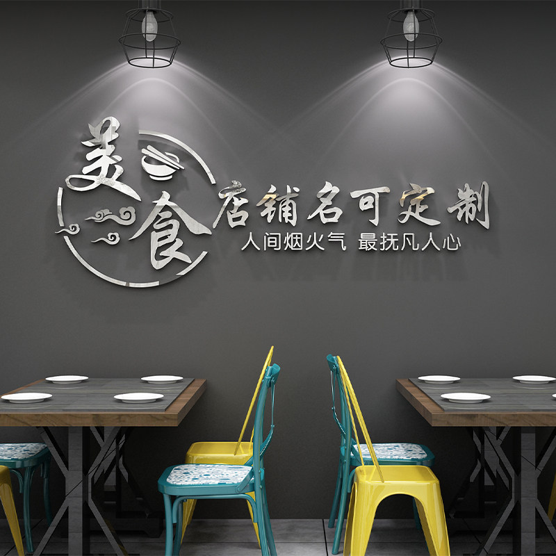 饭店小吃烧烤火锅店餐厅面馆吧台背景墙面装饰logo定制店名制作自
