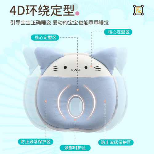 婴儿枕头0到6个月定型枕新生儿防偏头纠正头型宝宝透气四季通用