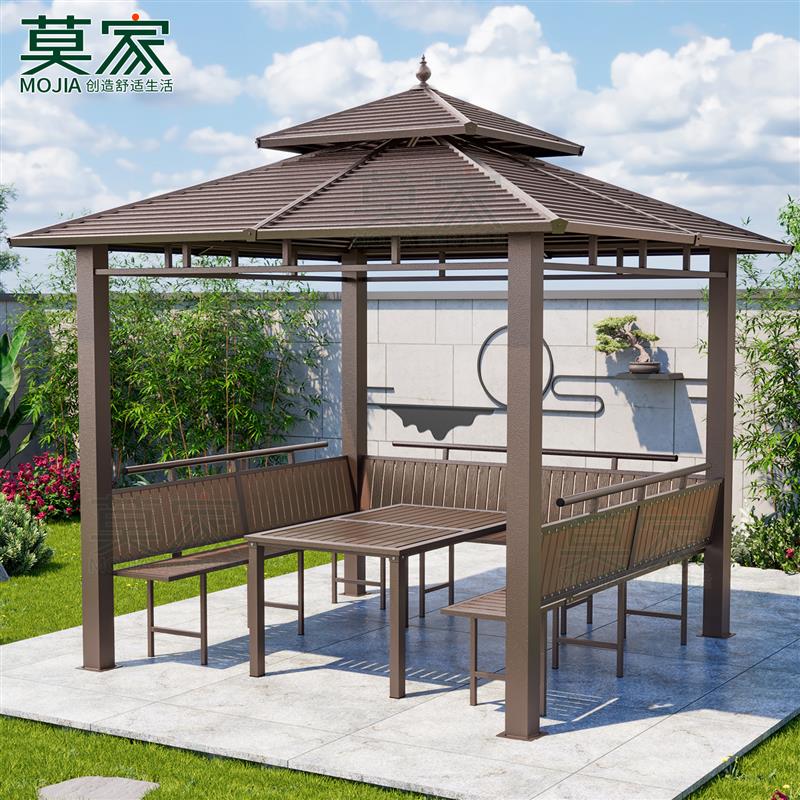 莫家户外遮阳棚镀锌顶棚凉亭帐篷别墅庭院景区休闲抗大风雨棚亭子