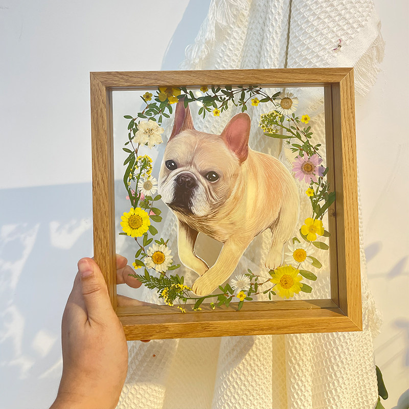送宠物礼物纪念品定制品精致创意照片狗狗猫咪摆件订制压花相框