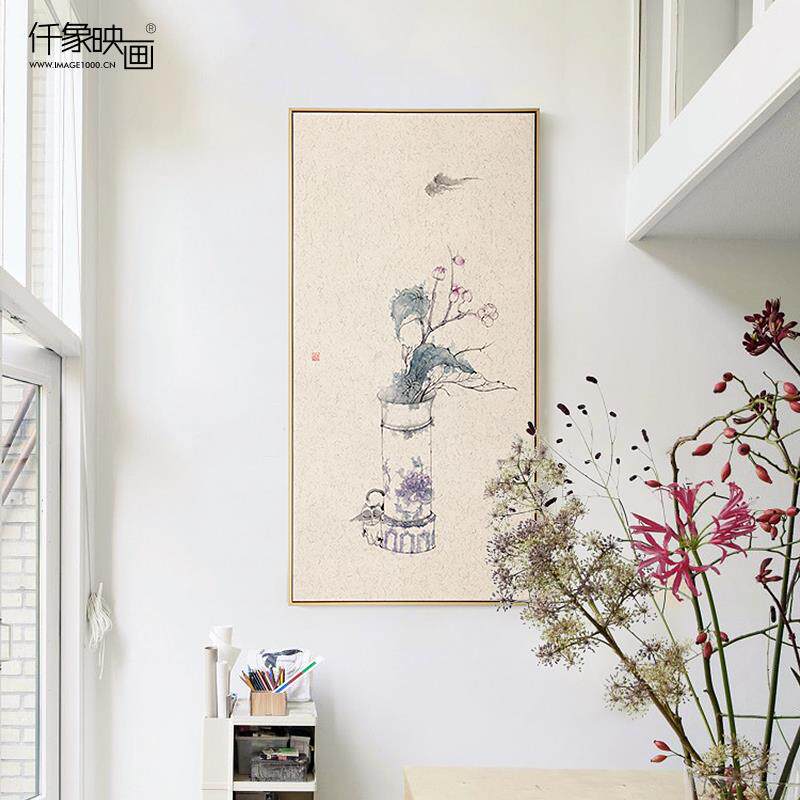 网红仟象映画瓶装系汪砚玉厅艺列画新中式三花联挂画客玄术关饰画