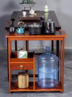 红檀木一体式移动茶水台明清设计实木茶茶台一体全自动懒人简易茶