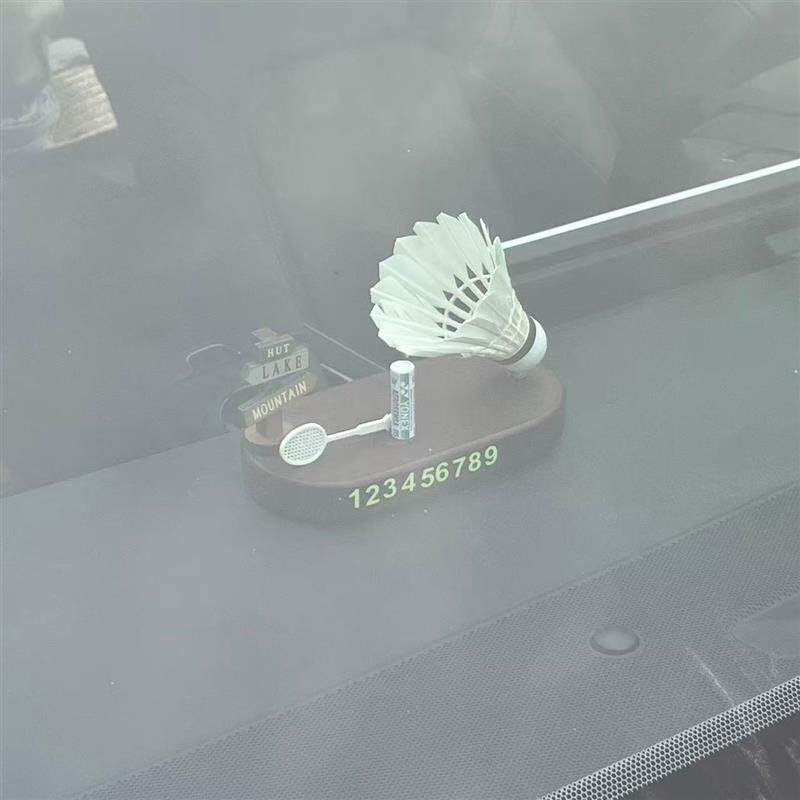 创意可旋转羽毛球摆件汽车中控台装饰停车号码牌车内摆设