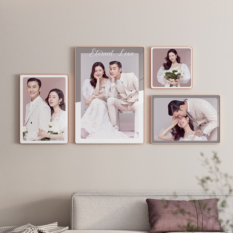 定制婚纱照全家福儿童大相框挂墙组合冲印结婚照相片挂画打印制作