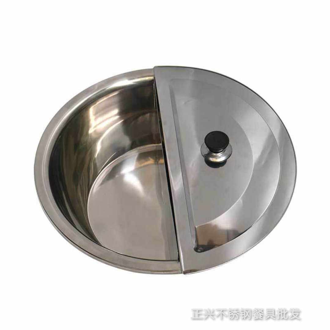 不锈钢两格盆家用隔盆火锅汤面锅煮瘦肉盆商用加厚隔盆配盖子