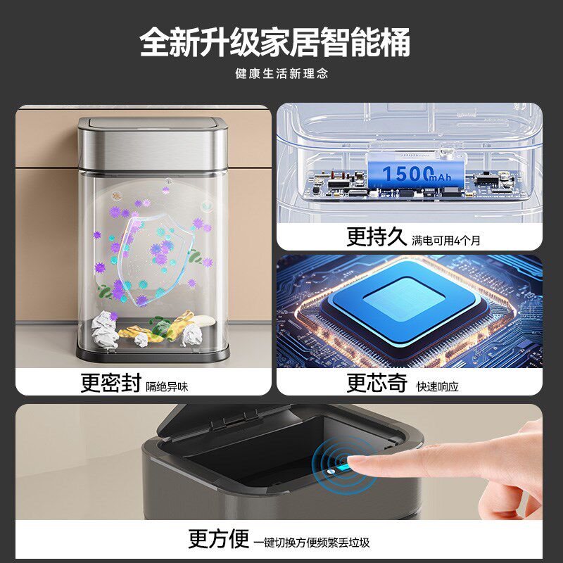 智能垃圾桶全自动电动感应式家用客厅厨房轻奢高档大容量2024新款