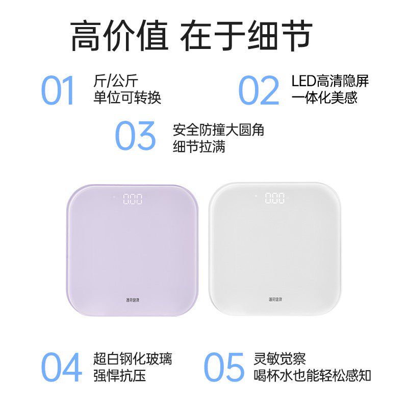 薄荷健康体重秤电子秤家用精准家庭人体秤测算体脂称体重减肥期用