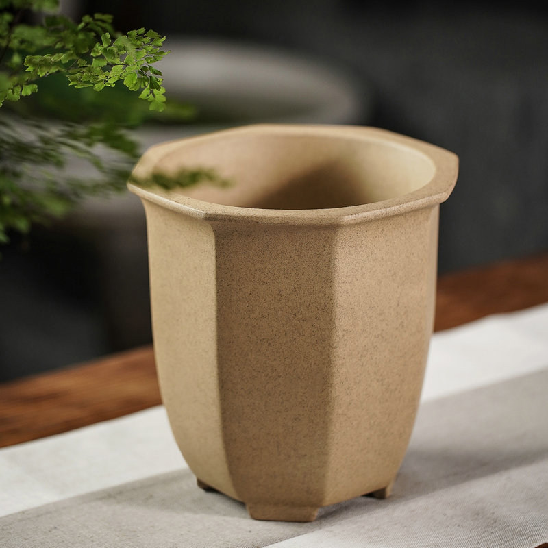精品八方兰花盆宜兴简约素面紫砂花盆君子兰盆栽大号手工桌面花盆