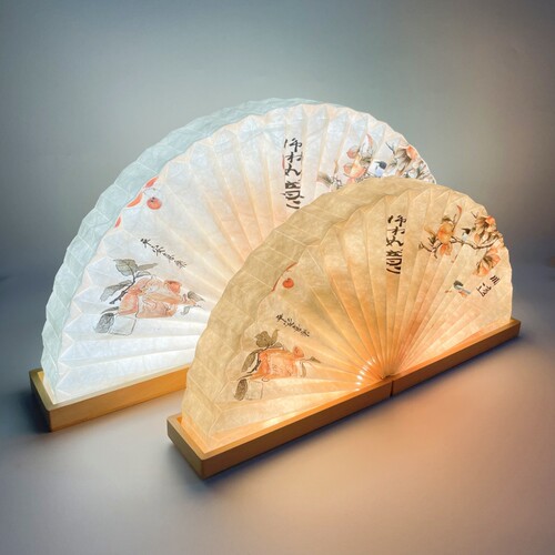 实木小夜灯桌面摆件卧室睡眠氛围台灯书灯折叠扇形灯文创商务礼品