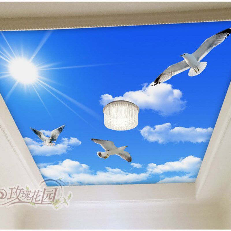 蓝天白云3d自粘壁画卧室棚顶客厅天空天花板吊顶天顶墙贴画纸酒店