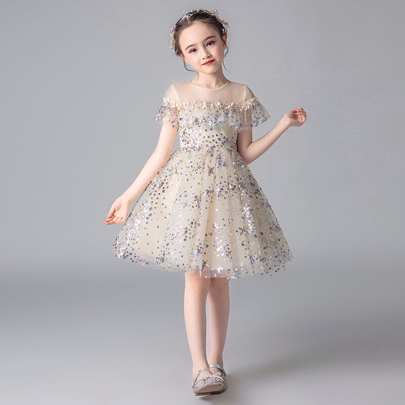 女童连衣裙花童儿童晚礼服公主裙子蓬蓬纱生日钢琴主持演出服夏装