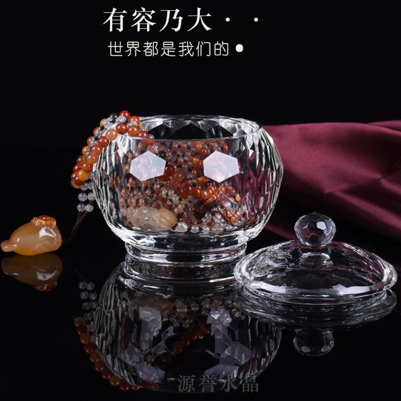 水晶首饰盒大号10cm加厚透玻璃收纳盒糖果罐储物罐化妆台装饰摆饰