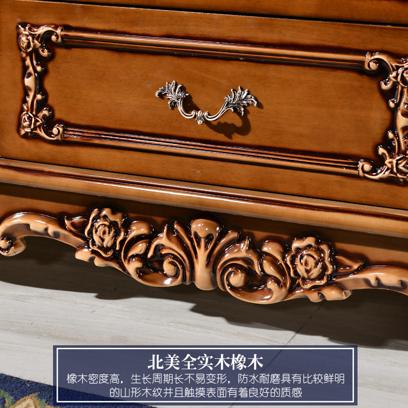欧式餐边柜美式别墅复古餐边柜子实木雕花玄关柜茶水柜储物收纳柜