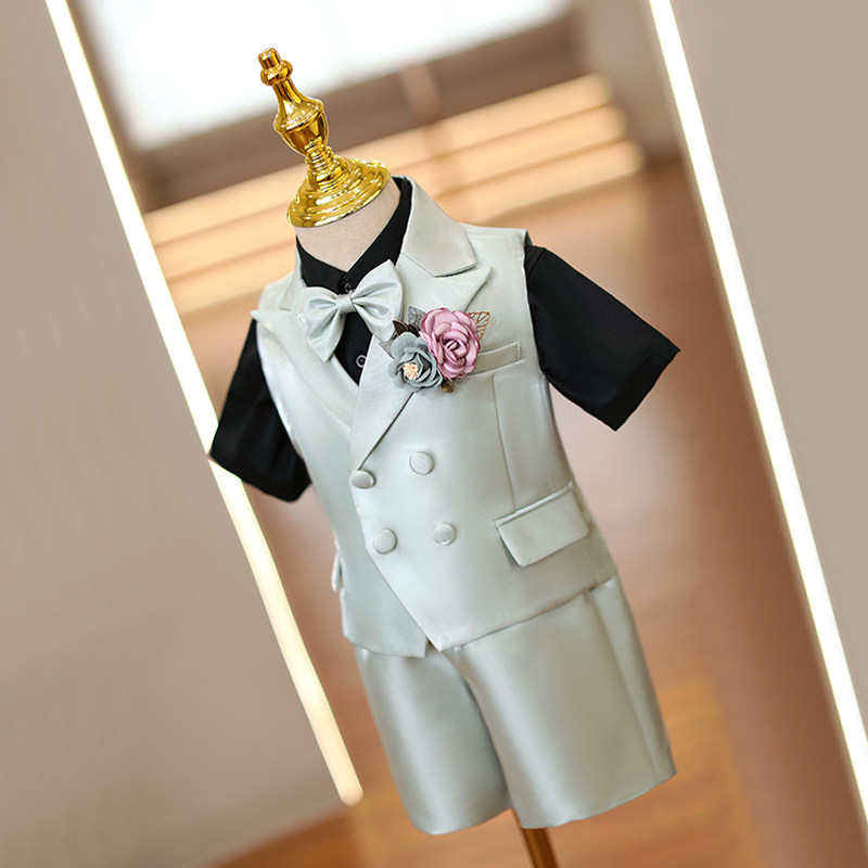 男童西装套装儿童花童礼服周岁宴男宝宝走秀小西服主持演出服夏季
