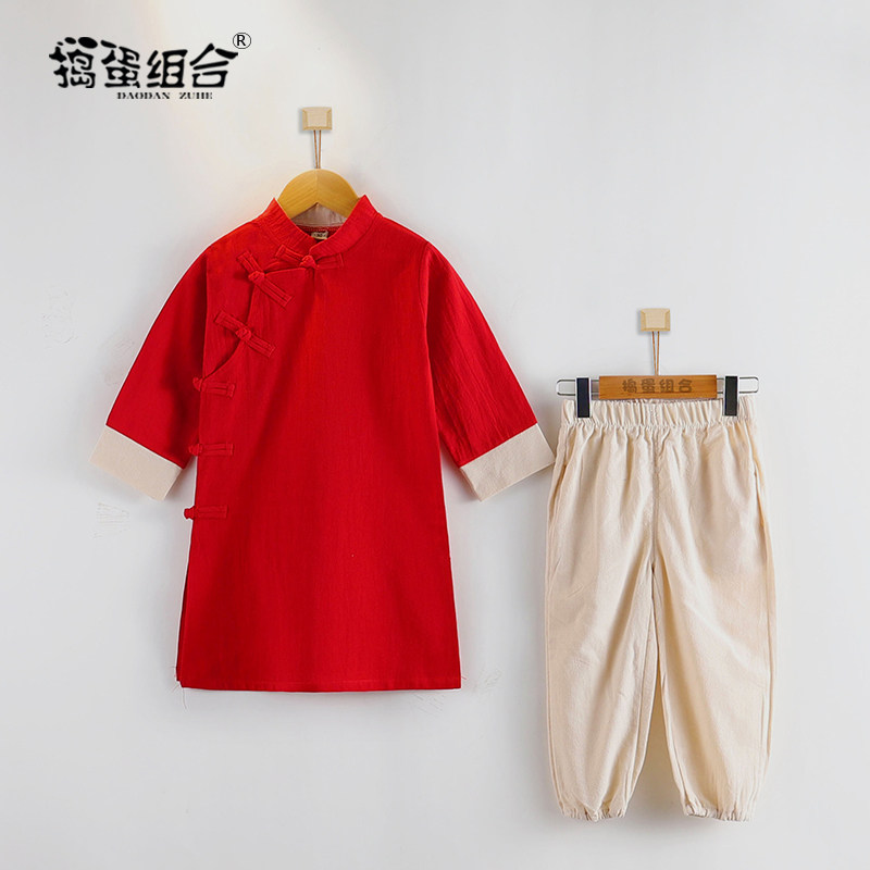 一周岁礼服男宝宝抓周衣服春秋男童汉服中国风女童喜庆生日宴唐装