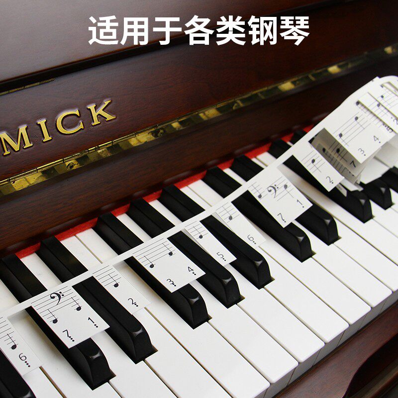 钢琴键盘贴纸电钢琴电子琴键盘贴88/61键琴键贴五线谱初学者简谱