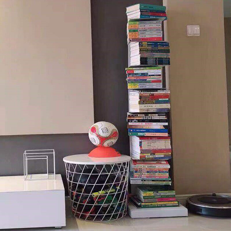 北欧隐形书架铁艺多层转角树形置物架小户型个性书柜创意床头书架