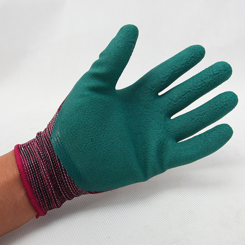 天盛强力手套劳保橡胶浸胶耐磨柔软耐用起皱防滑透气搬运小号女士