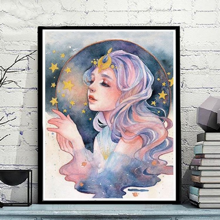 diy数字油画 卧室花宴少女大幅填色手绘装饰画定制包邮送礼物