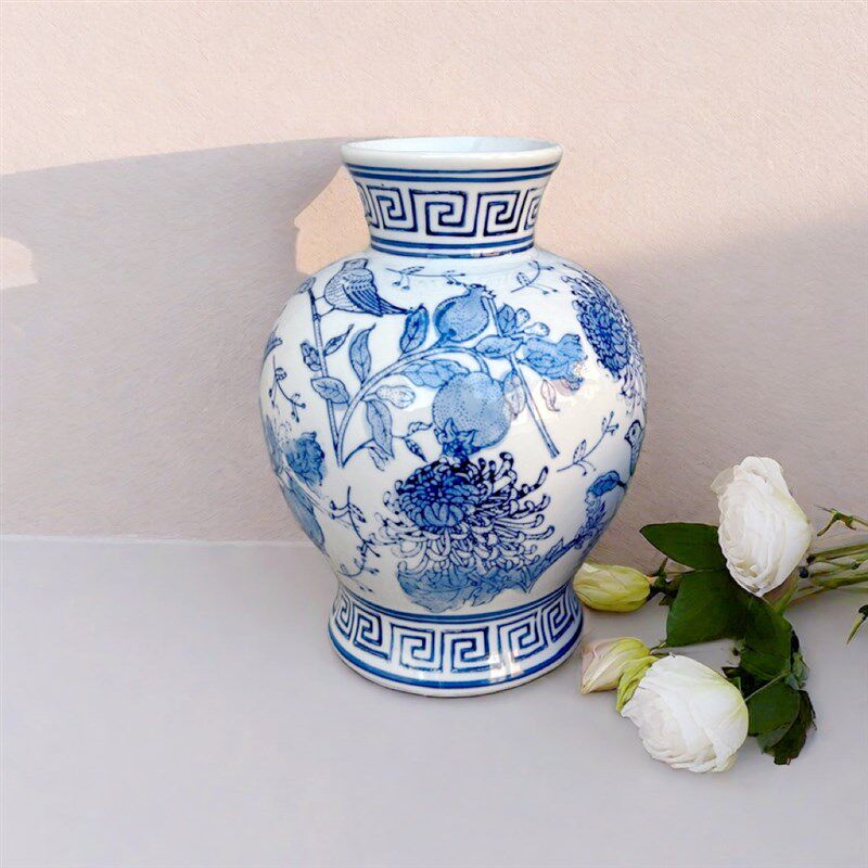 法式中国风青花瓷陶瓷花瓶摆件客厅插花彩瓷水培器皿摆件餐桌花瓶