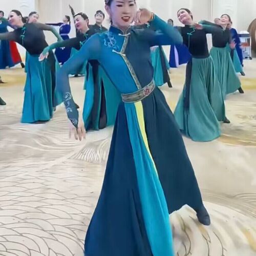 蒙古服装女艺考少数民族演出服舞蹈成人舞蹈服蒙古袍草原筷子