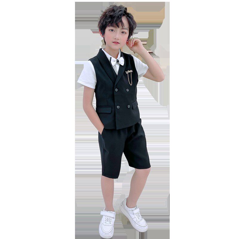 男童礼服主持人马甲儿童西装套装夏季英伦风花童小男孩钢琴演出服