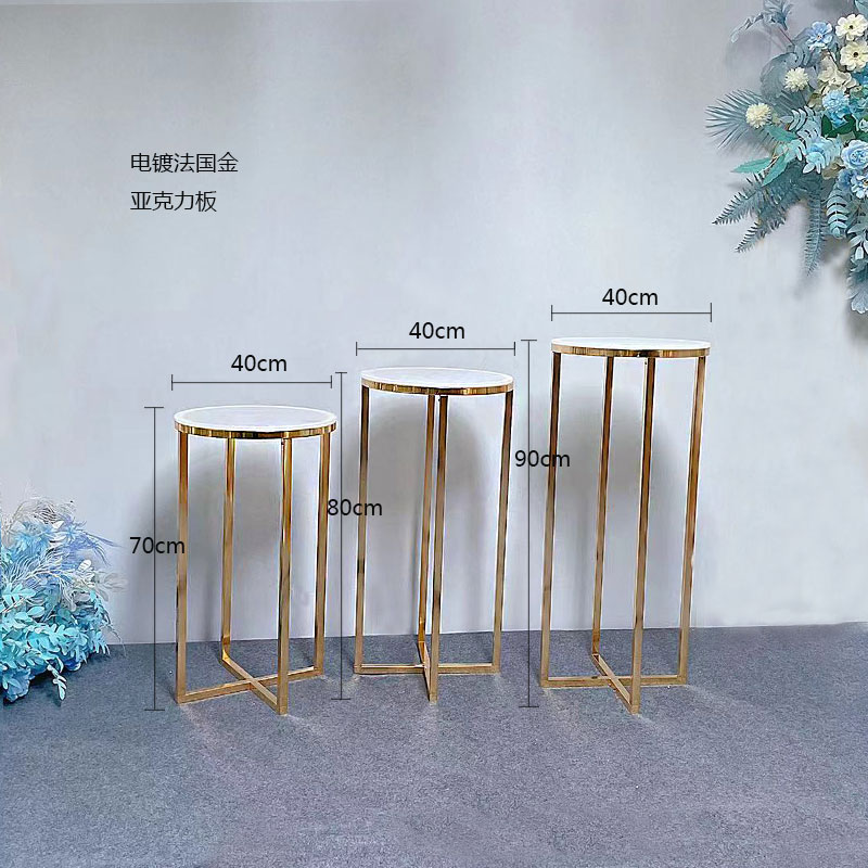 新婚庆道具路引金色铁艺家居花器酒店装饰桌花花架宴会厅美陈摆件