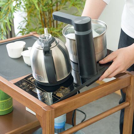 祥福纳福移动茶桌家用小茶台实木茶车烧水壶一体茶水柜茶边几收纳