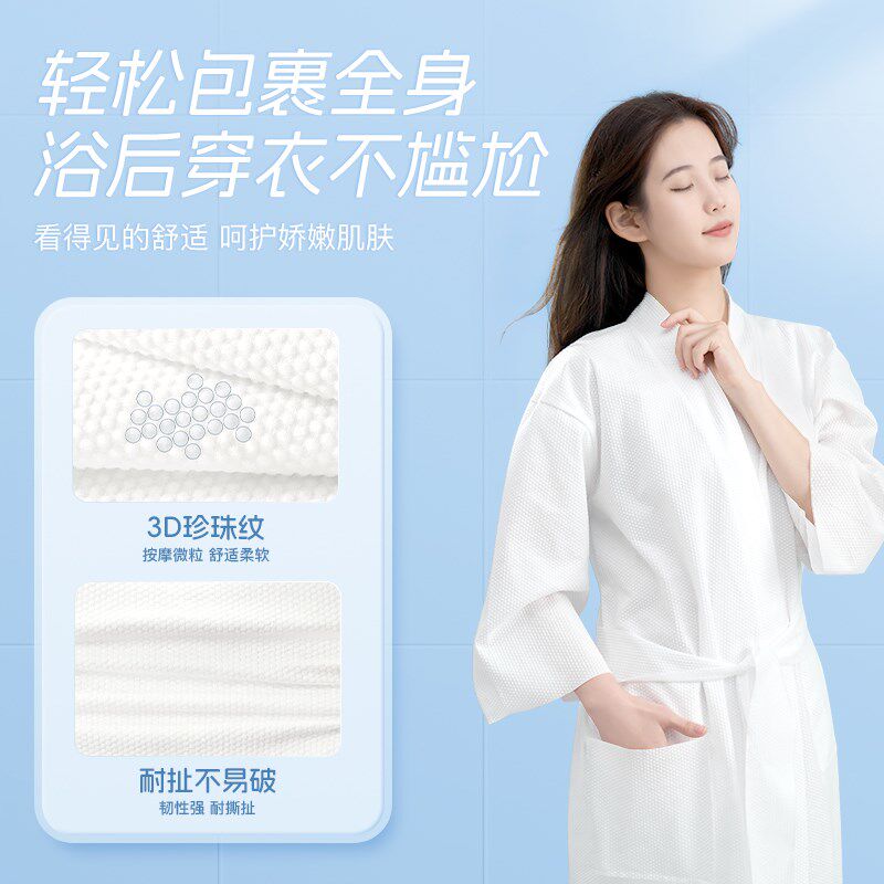 旅行一次性美容院浴袍睡衣浴衣衣服睡裙浴裙加厚长款便携出差按摩图片